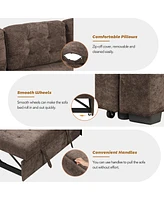 Streamdale Furniture 82.6" L-Shape Sofa Bed Pull-Out Sleeper Sofa With Wheels, Usb Ports, Power Sockets For Living Room