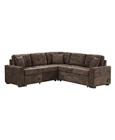 Streamdale Furniture 82.6" L-Shape Sofa Bed Pull-Out Sleeper Sofa With Wheels, Usb Ports, Power Sockets For Living Room