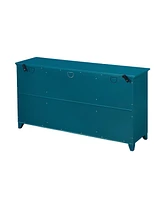 Simplie Fun 60" Sideboard Buffet Table With 2 Doors, Storage Cabinet With Adjustable Shelves, Teal