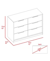 Streamdale Furniture Longhill 6-Drawer Rectangle Dresser Pine