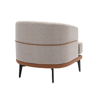 Modern Twotone Barrel Fabric Chair, Upholstered Round Armchair For Living Room Bedroom Reading