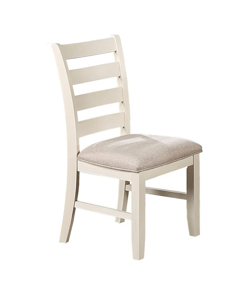 Simplie Fun 2 Pieces White Classic Dining Chairs with Beige Fabric Seats