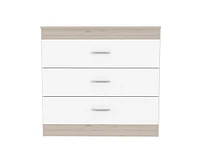 Melia Three Drawer Dresser, Superior Top, Metal Hardware - Light Gray White