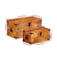 vidaXL Storage Chest Set 2 Pieces Rough Mango Wood