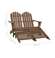 vidaXL 2-Seater Patio Adirondack Chair&Ottoman Fir Wood