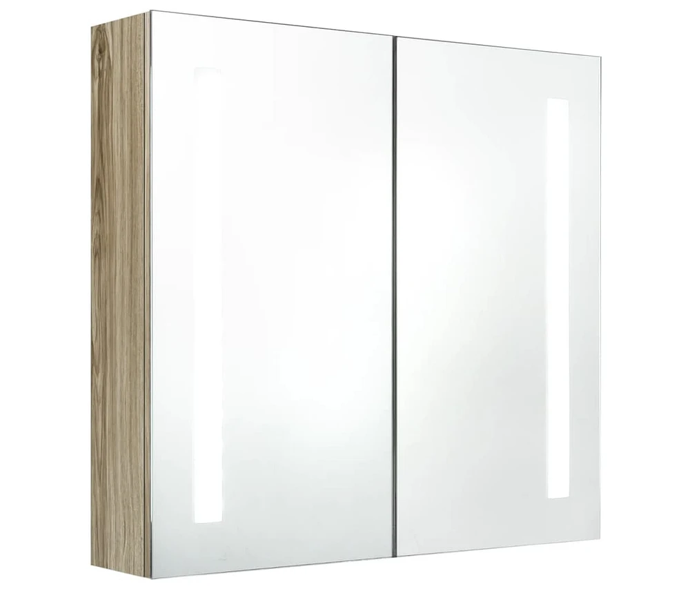 vidaXL Led Bathroom Mirror Cabinet Oak 24.4"x5.5"x23.6