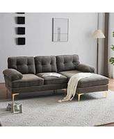 Simplie Fun 83" Modern Sectional Sofas Couches Velvet L Shaped Couches For Living Room, Bedroom