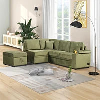 Streamdale Furniture Convertible L-Shaped Sleeper Sofa with Storage Ottoman