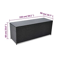 vidaXL Patio Storage Box Black 59"x19.7"x23.6" Poly Rattan