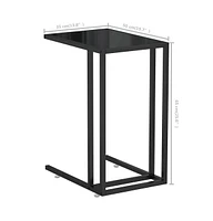 vidaXL Computer Side Table Black 19.7"x13.8"x25.6" Tempered Glass