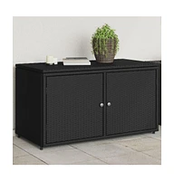 vidaXL Patio Storage Cabinet 43.3"x21.7"x23.8" Poly Rattan