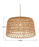 Storied Home Open Weave Metal and Paper Rope Ceiling Light Natural and Brushed Gold