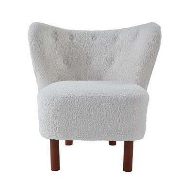 Simplie Fun Zusud Accent Chair in White Teddy Sherpa