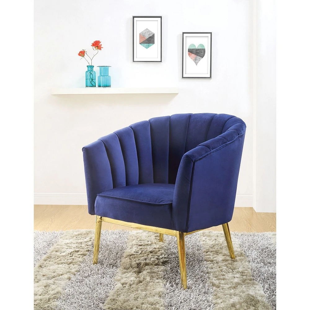 Simplie Fun Colla Accent Chair In Midnight Velvet & Gold