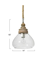 Storied Home Distressed Mango Wood Ceiling Light and Natural