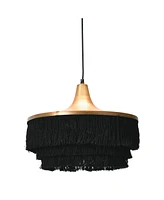 Storied Home Modern Boho Metal Ceiling Light with Fringe Charcoal