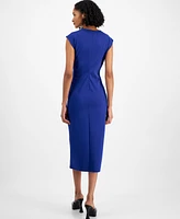 Bar Iii Women's Cap-Sleeve Crewneck Midi Sheath Dress, Created for Macy's