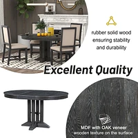 Farmhouse Dining Table Extendable Round Table For Kitchen, Dining Room