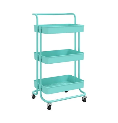 vidaXL 3-Tier Kitchen Trolley Turquoise 16.5"x13.8"x33.5" Iron and Abs