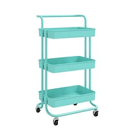 vidaXL 3-Tier Kitchen Trolley Turquoise 16.5"x13.8"x33.5" Iron and Abs