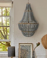 Storied Home Draped Wood Bead Chandelier Faded Blue