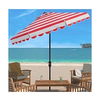 Safavieh Maui Single Scallop Striped 9Ft Crank Push Button Tilt Umbrella