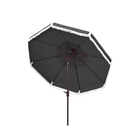 Safavieh Milan Fringe 9Ft Double Top Crank Umbrella