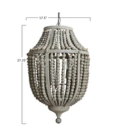 Storied Home Draped Wood Bead Chandelier Grey