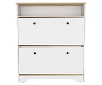 Cranberry 2-Shelf Shoe Rack Light Oak And White