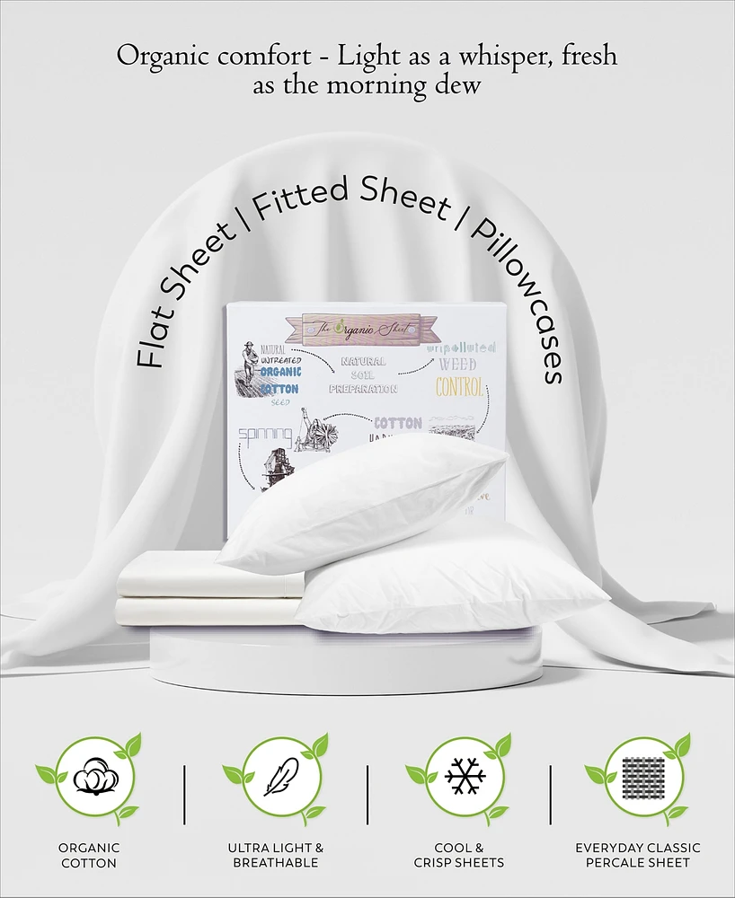 Purity Home 100% Cotton Percale 4 Pc Sheet Set Queen