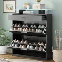 Slim Entryway Organizer with Shoe Storage and Led Light