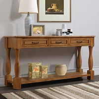 63" Wood Console Table with Drawers & Shelf