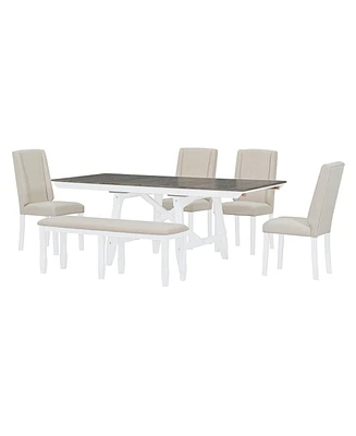 Simplie Fun 6-Piece Extendable Dining Set with Chairs & Bench