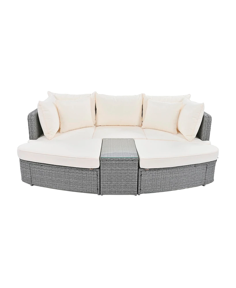 Simplie Fun 6-Piece Outdoor Rattan Sofa Set with Coffee Table