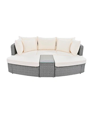 Streamdale Furniture 6-Piece Pe Wicker Rattan Patio Set with Coffee Table