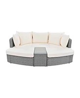 Simplie Fun 6-Piece Outdoor Rattan Sofa Set with Coffee Table