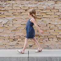 Hope & Henry Little Girls Scallop Trim Button Front Linen Romper