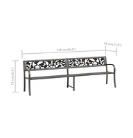 vidaXL Twin Patio Bench 96.9" Gray Steel