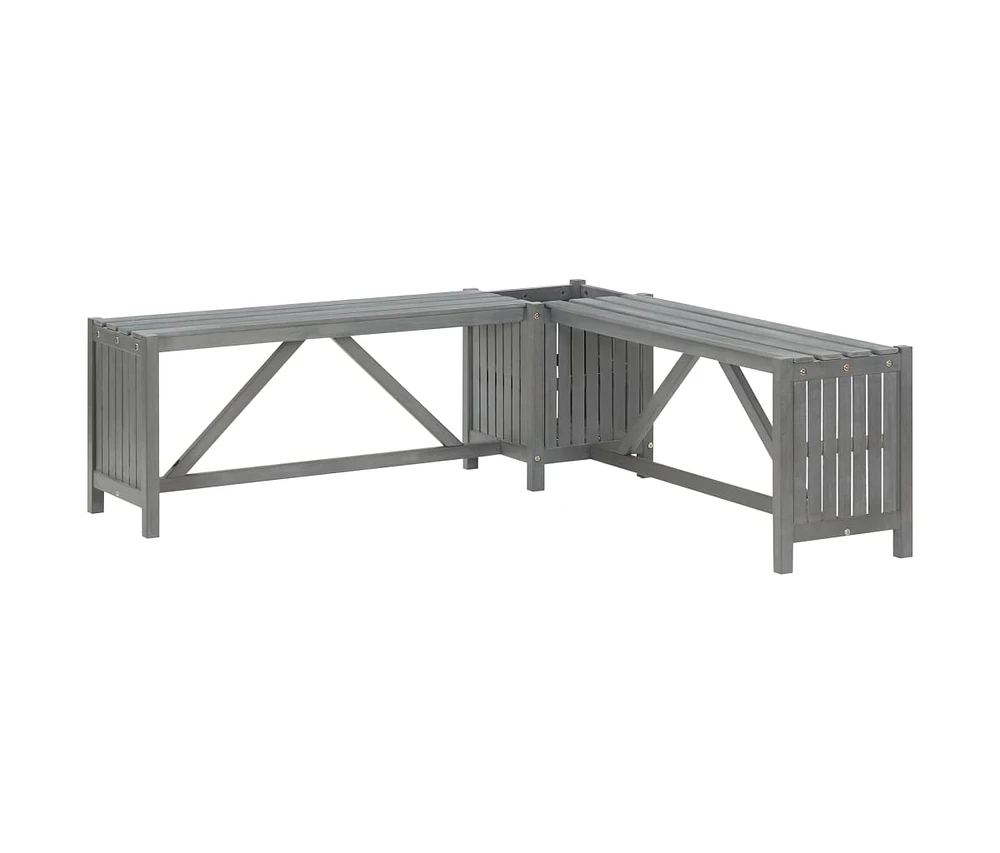 vidaXL Patio Corner Bench with Planter 46.1" Solid Acacia Wood Gray