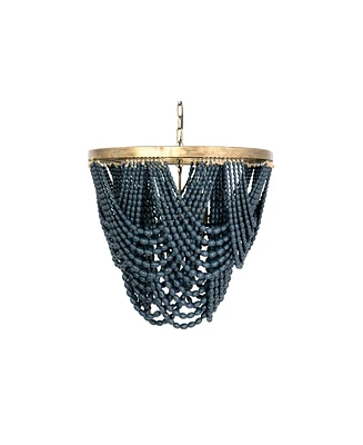 Storied Home 2-Tier Draped Wood Bead Chandelier Blue