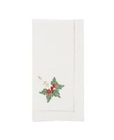 Saro Lifestyle Festive Candle Embroidered Napkin Set of 6, 20"x20"