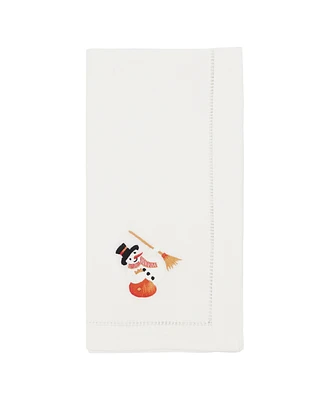 Saro Lifestyle Frosty Embroidered Snowman Napkin Set of 6, 20"x20"