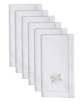 Saro Lifestyle Snowy Delight Embroidered Napkin Set of 6, 20"x20"