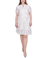 Ny Collection Short Sleeve Eyelet Flounced Dress