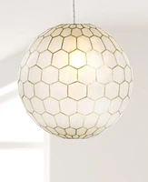 Storied Home Capiz Honeycomb Globe Pendant Light Capiz White Seashells