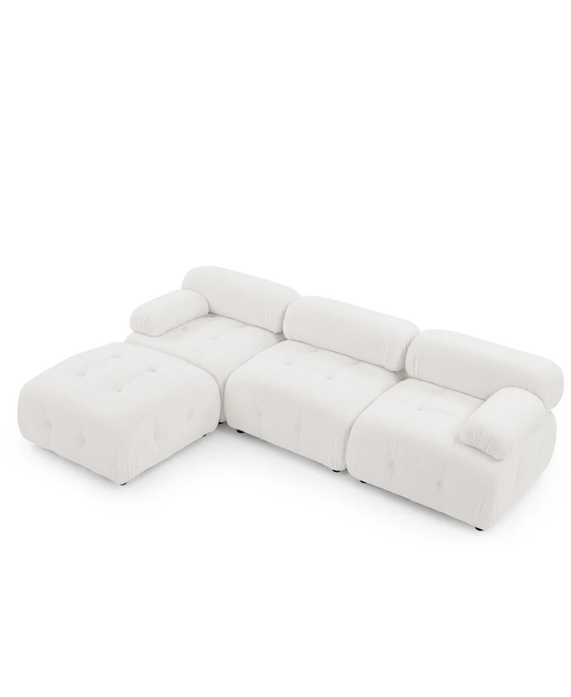 Simplie Fun Ivory Teddy Fabric Modular Sectional Sofa