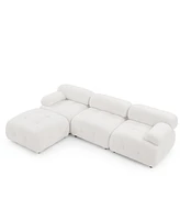 Simplie Fun Ivory Teddy Fabric Modular Sectional Sofa