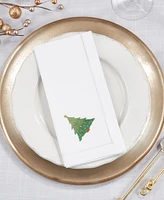 Saro Lifestyle Whimsical Christmas Tree Embroidered Napkin Set of 6, 20"x20"