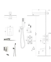 Streamdale Furniture 10" Rain Shower Head Systems With Waterfall Tub Spout, Brushed Nickel, Ceiling Mounted Shower