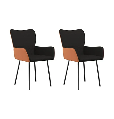 vidaXL Dining Chairs 2 pcs Black Fabric and Faux Leather